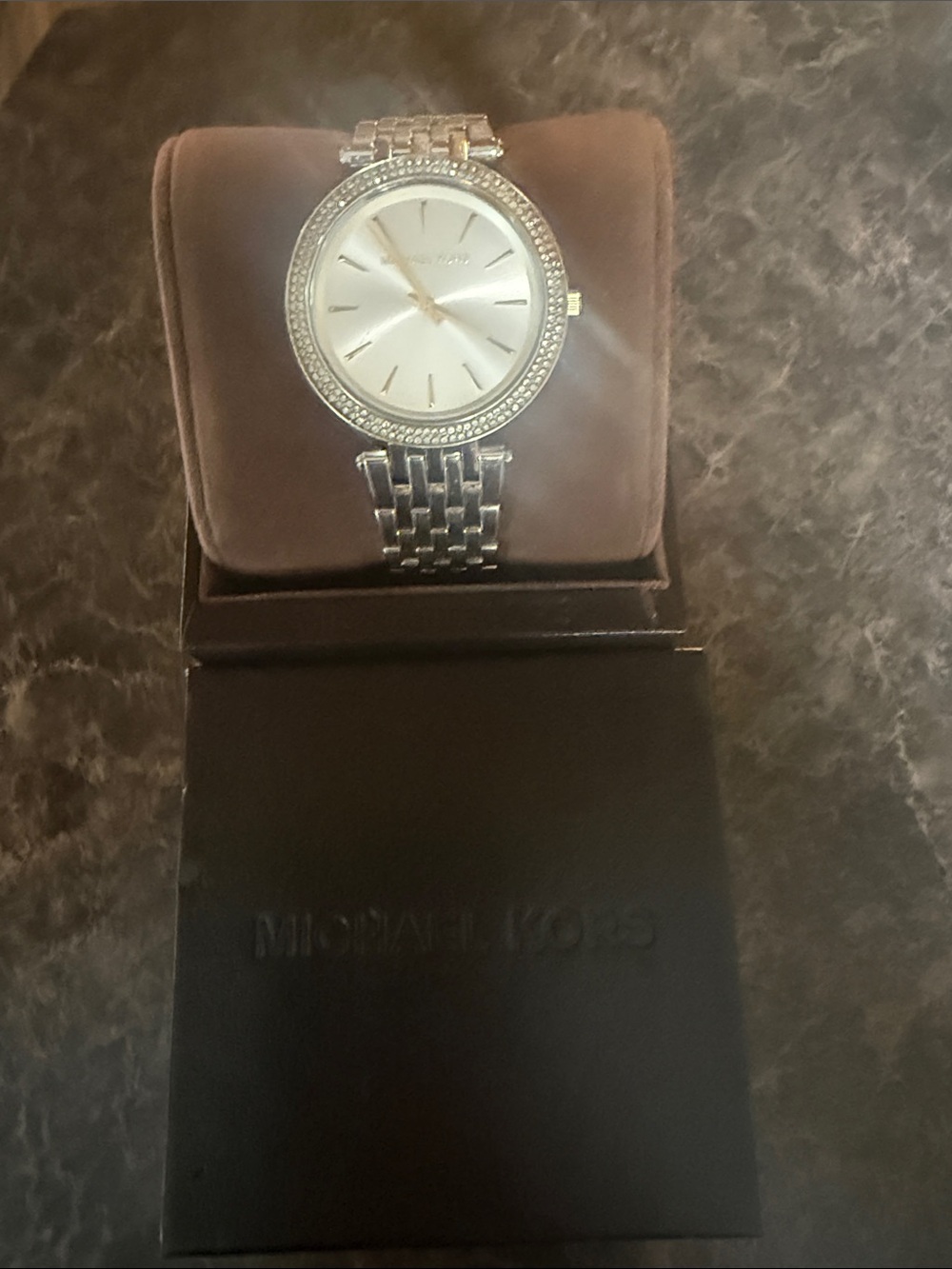 Michael Kors Silver Crystal-Trim Women's Bracelet Watch